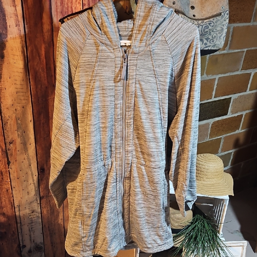 Maurices Light Gray/green Hooded Utility Jacket Size 2x